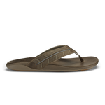 Tan thong sandal with textured fabric upper strap and solid footbed.